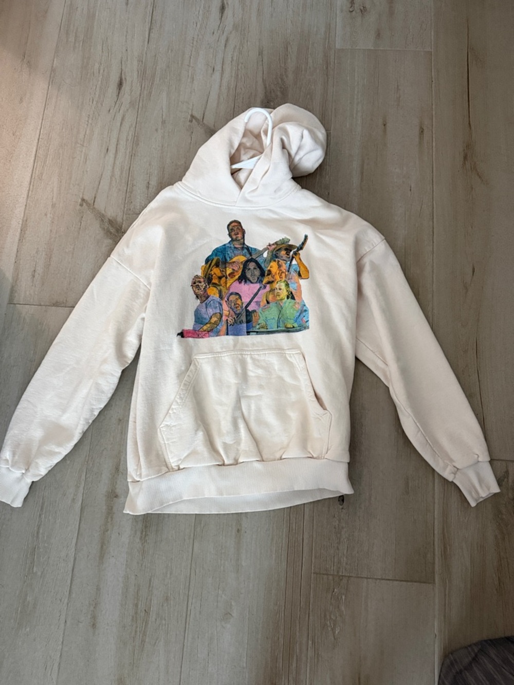 Zach Bryan Merch Men's Cream Graphic Hoodie Sweatshirt Size M